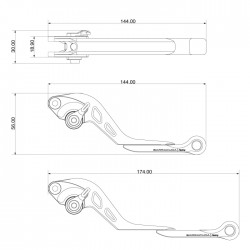 YT5127 : Bremshebel- und Kupplungshebel-Set Barracuda Yamaha Scooter MAX